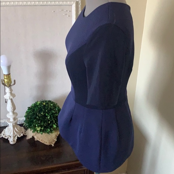 Navy Blue peplum blouse - Picture 2 of 9